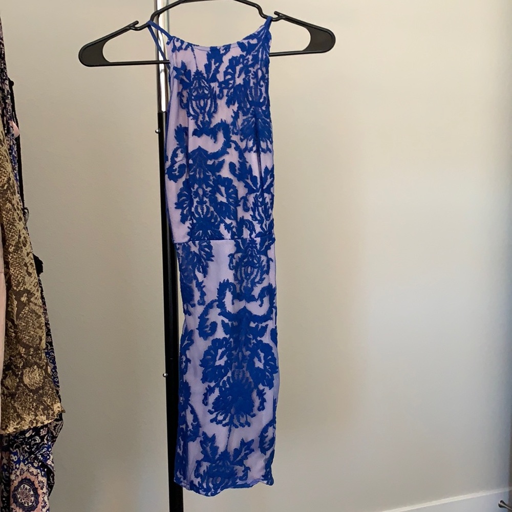 Blue lace mini dress